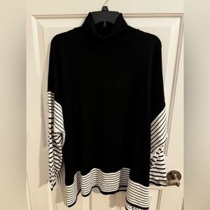 The Look Striped Tunic Mock Neck Poncho size L/XL